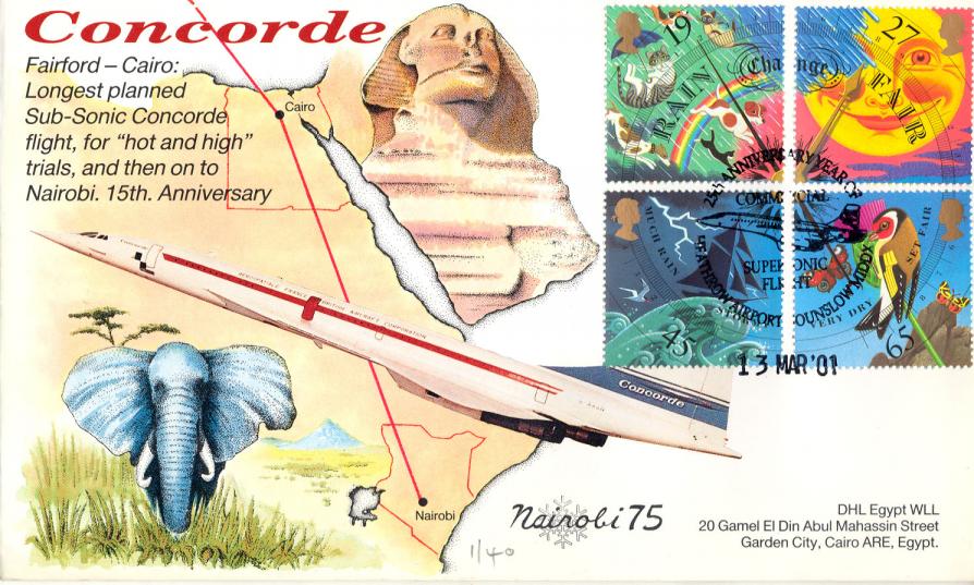 2001 (03) Weather (Stamps) - Cambridge Concorde (Fairford-Cairo) 25th Anniversary Year Official