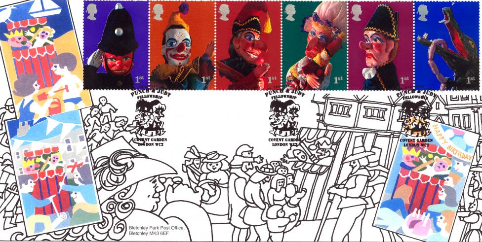 2001 (09) Puppets (Stamps) - Bletchley Park Official (B&W Version)
