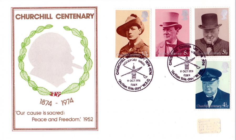 1974 (10) Churchill - Conservative Association (Green Laurel Leaves & Silhouette) Official