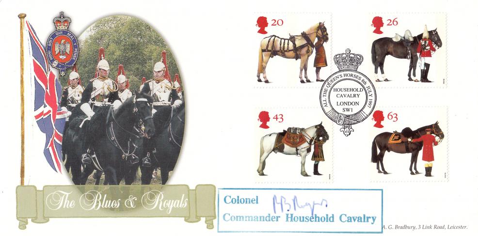1997 (07) Queen's Horses - Bradbury 'Blues & Royals' Official - Signed by Colonel P B Rogers