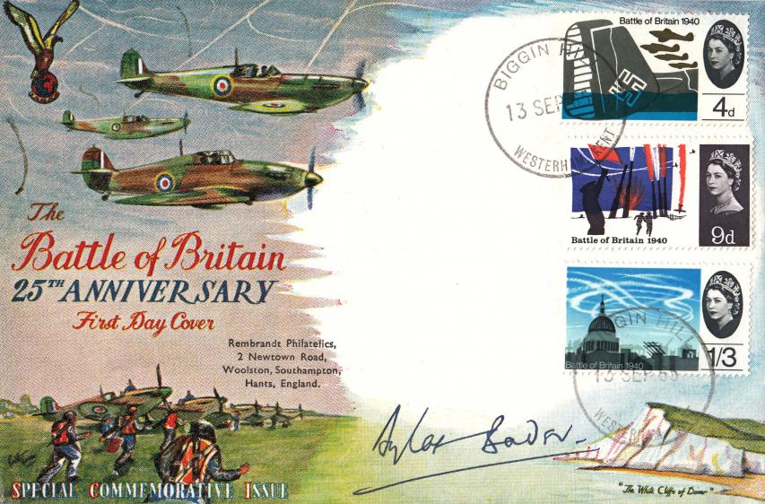 1965 (09) Battle of Britain - Connoisseur Small 'White Cliffs' Cover - Biggin Hill (Packet) CDS - Signed by Douglas Bader