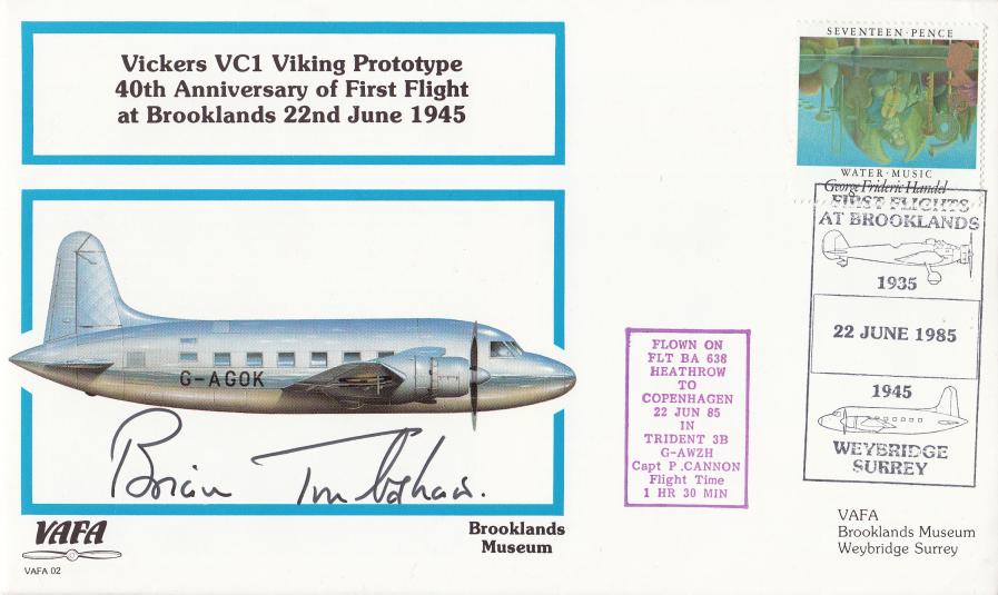 1985 (06) VAFA Vickers VC1 First Flight 40th Anniversary Cover - Signed by Brian Trubshaw