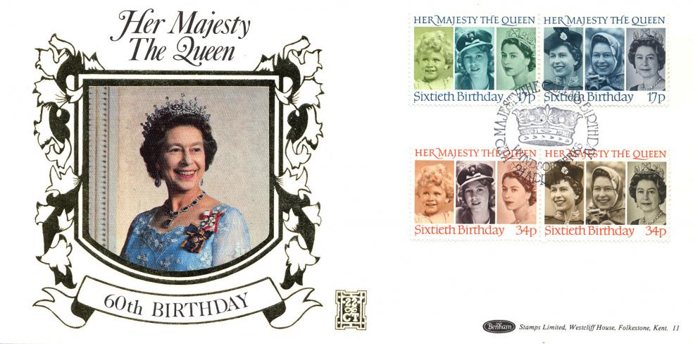 1986 (04) Queen's 60th Birthday - Benham Gold (500) Official