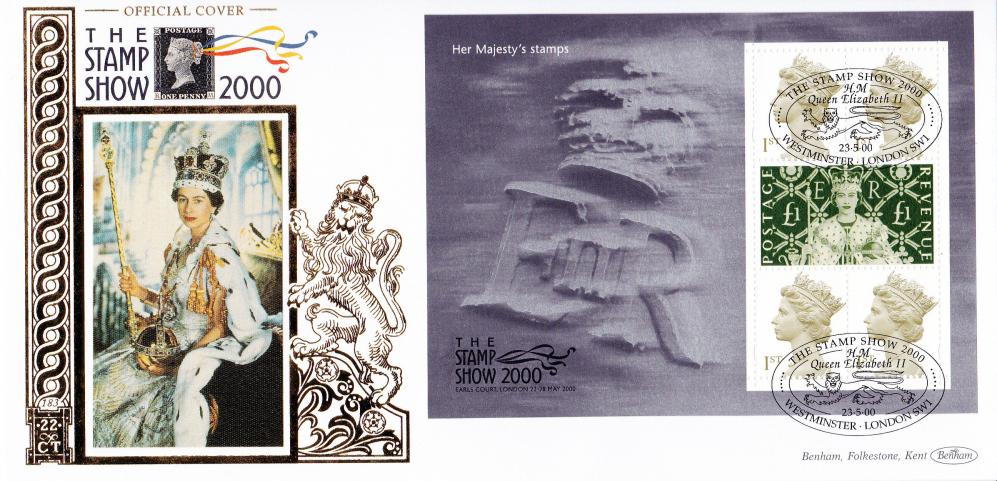 2000 (05) Stamp Show 2000 'Coronation M/S' - Benham Gold (500) Official