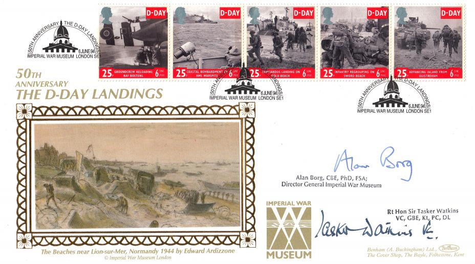 1994 (06) D-Day - Benham Imperial War Museum Official - Double Signed by the late Tasker Watkins VC & Alan Borg