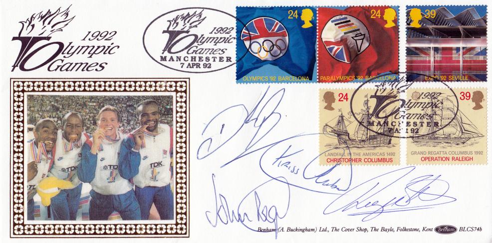 1992 (04) Europa - Benham BLCS 74 Official - Multi Signed by Roger Black, Kris Akabussi, Du'aine Ladejo & John Regis