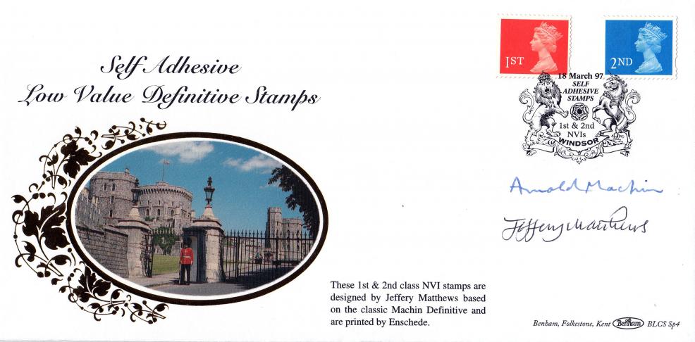 1997 (03) Self Adhesive 1st & 2nd Class Stamps - Benham BLCS SP4 - Double signed by Arnold Machin & Jeffery Matthews