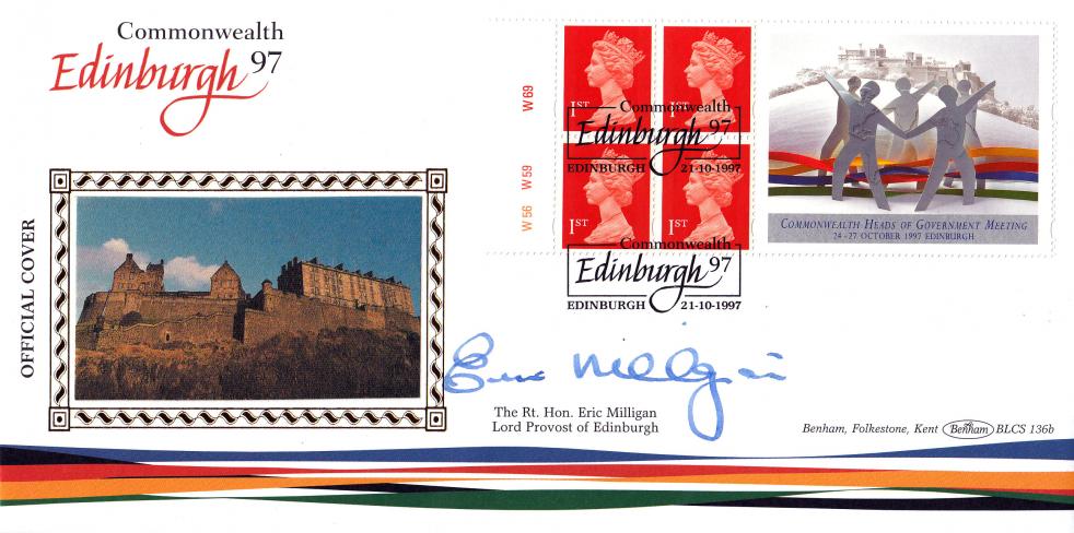 1997 (10) Commonwealth Heads of Government Label - Benham BLCS 136 Official - Signed by The Rt Hon Eric Milligan
