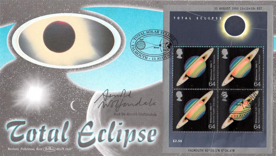 1999 (08) Eclipse Miniature Sheet - Benham BLCS 164 Official - Signed by Professor Sir Arnold Wolfendale