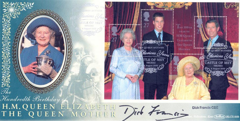 2000 (08) Queen Mother - Benham BLCS 188 Official - Signed by Dick Francis