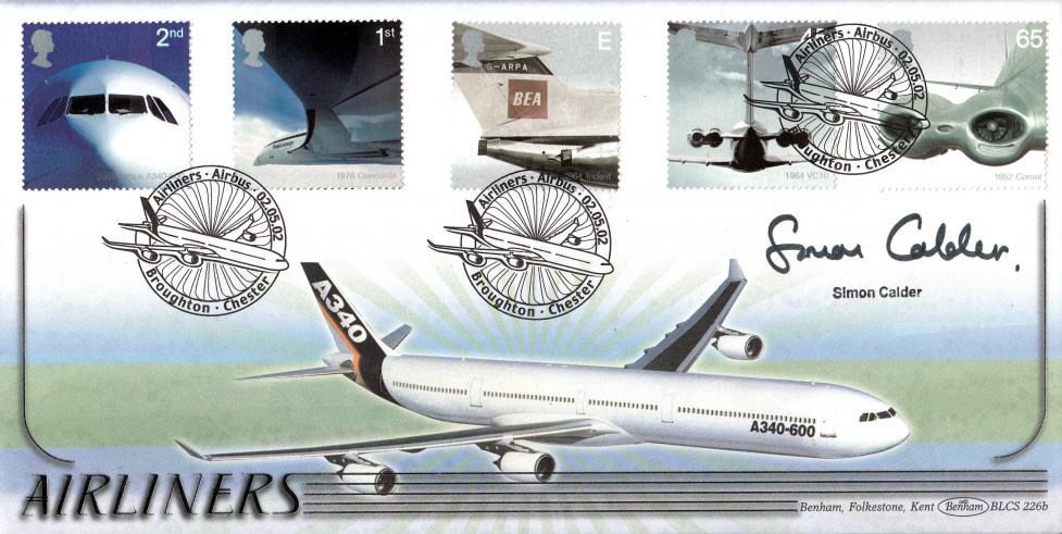 2002 (05) Airliners (Stamps) - Benham BLCS 226 Official - Signed by Simon Calder