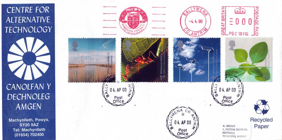 2000 (04) Life and Earth - Centre For Alternative Technology Cover - Ballymena Borough Council Meter Mark - Ballymena CDS