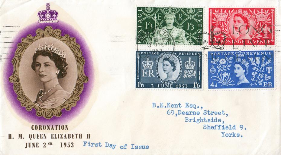 1953 (06) Coronation - 'Purple & Gold' Cover - New Milton, Long Live The Queen Slogan