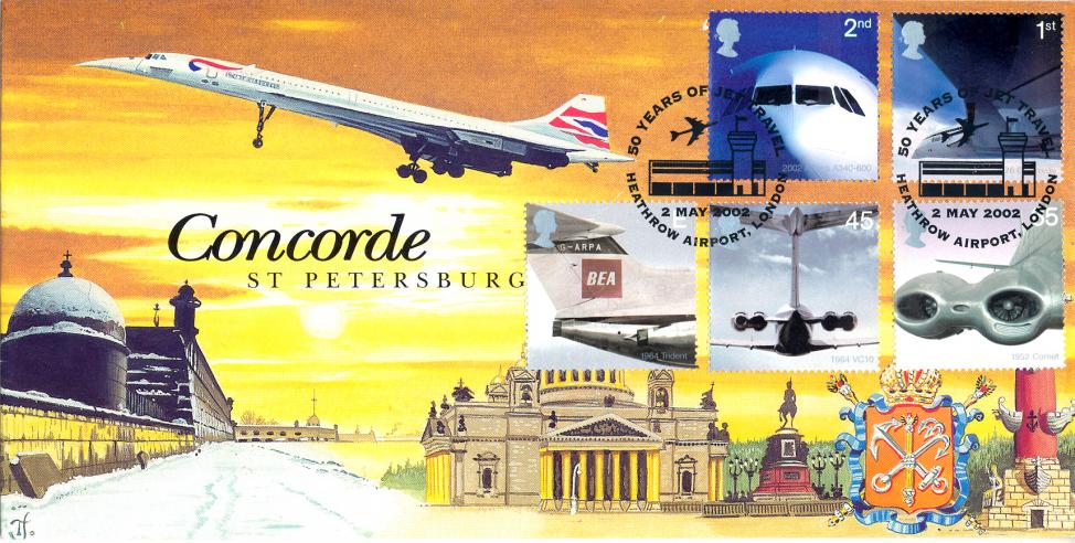 2002 (05) Airliners (Stamps) - Cambridge 'Concorde - St Petersburg' Official