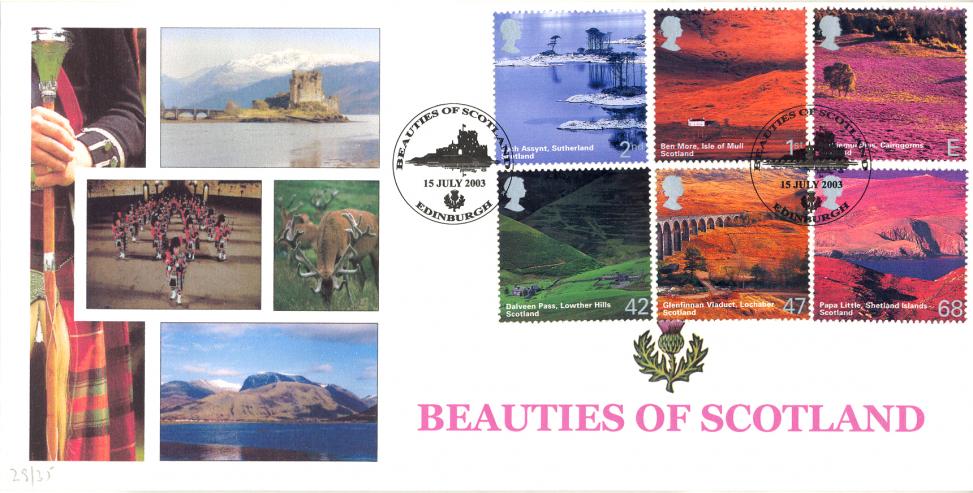 2003 (07) Scotland - Cambridge 'Beauties of Scotland' (5 Images + 1 Thistle) Official