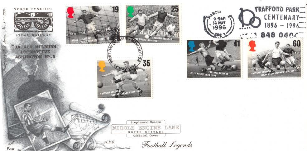 1996 (05) Football Heroes - 4d Post - Trafford Park Centenary Slogan