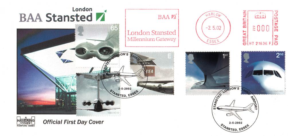 2002 (05) Airliners (Stamps) - Havering BAA London Stansted Official + BAA London Stansted Meter Mark