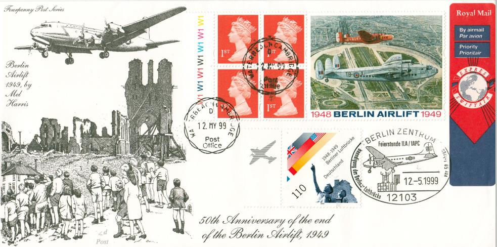 1999 (05) Berlin Airlift Label - 4d Post - Waterbeach CDS (Cylinder No Label) + Doubled in Berlin