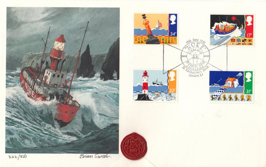 1985 (06) Safety At Sea - Fine Arts 'NORE Lightship' Official