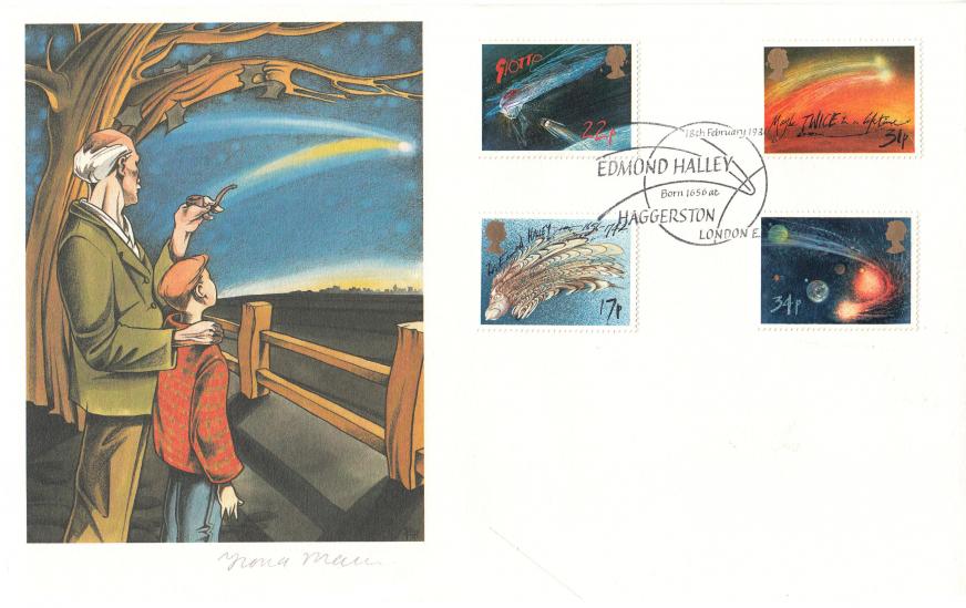 1986 (02) Halley's Comet - Fine Arts 'Edmond Halley, Haggerston' Official