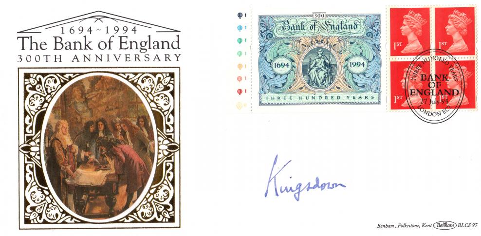 1994 (07) Bank of England Label - Benham BLCS 97 Official - Signed by Lord Kingsdown