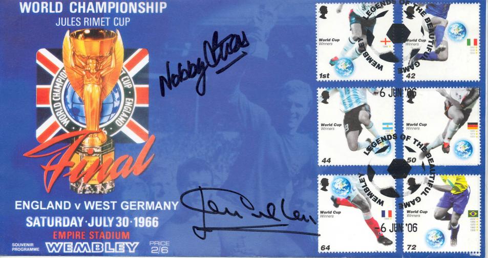 2006 (06) World Cup - Scott Official - Double Signed by Nobby Stiles & Jackie Charlton