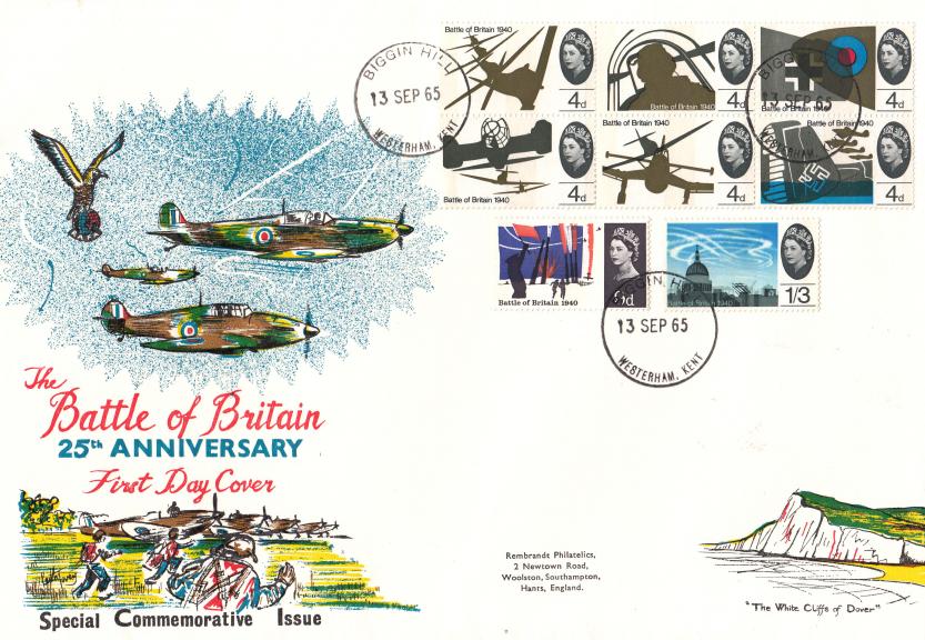 1965 (09) Battle of Britain (Phos) - Large 'White Cliffs' Cover - Biggin Hill (Packet) CDS