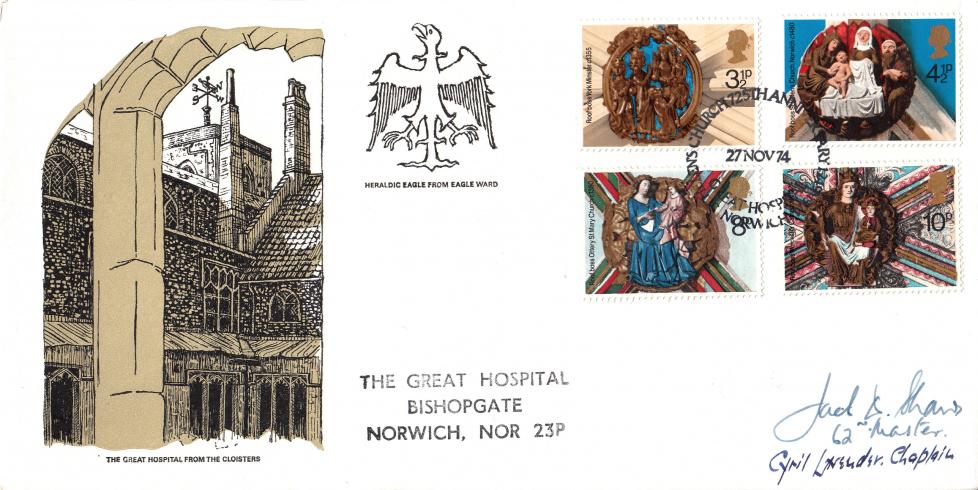 1974 (11) Christmas - Great Hospital, Norwich Official - Double Signed by The Master & Chaplain