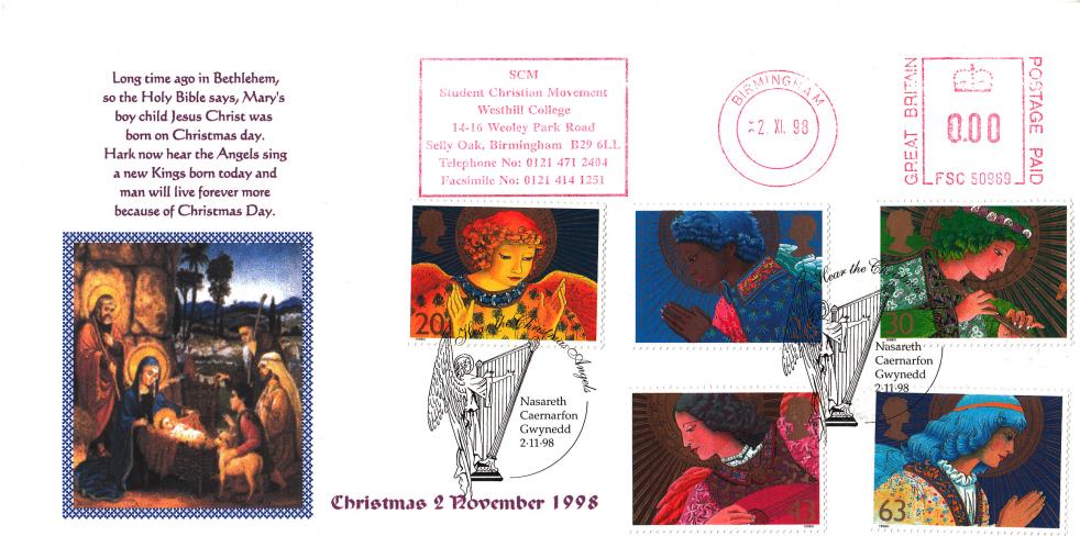 1998 (11) Christmas - Sheridan 'Special' - Nasareth 'Harp' H/S + Student Christian Movement Meter Mark
