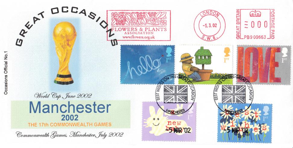 2002 (03) Occasions - Brazier 'Great Occasions, Manchester' Official + Flowers & Plants Association Meter Mark