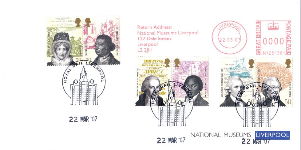 2007 (03) Slave Trade - National Museums Liverpool Cover - Liverpool Philatelic Counter H/S + National Museums Liverpool Meter Mark