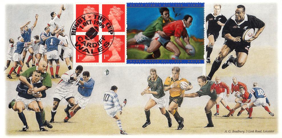 1999 (10) Rugby World Cup Label - Bradbury 'Special' - Cardif (Ball) H/S
