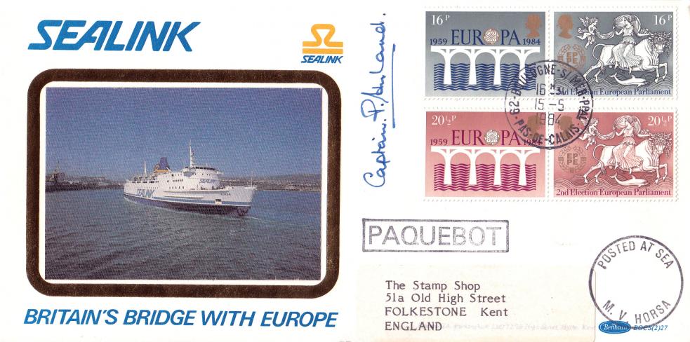 1984 (05) Europa - Benham BOCS (2) 27 - Boulogne, Pas-De-Calais PAQUEBOT CDS - Signed Captain Hyland