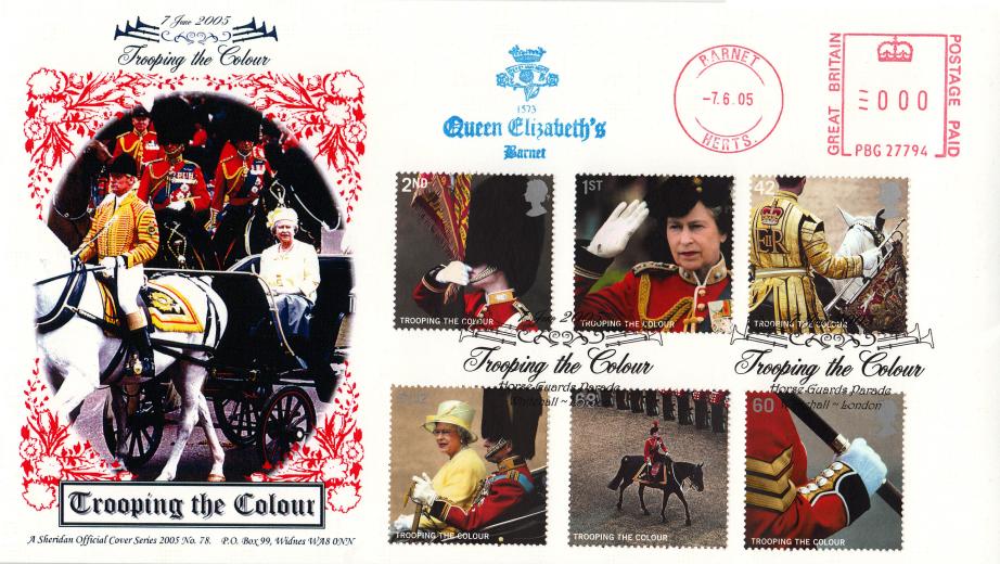2005 (06) Trooping The Colour (Stamps) - Sheridan Official + Queen Elizabeth's, Barnet Meter Mark