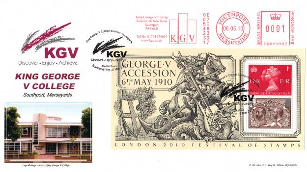 2010 (05) George V Accession M/S - Sheridan Official + King George V College Meter Mark