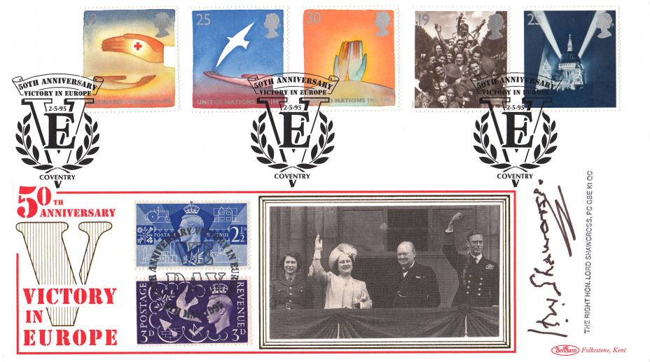 1995 (05) VE Day - Benham 'VE In Europe, Coventry' Official - Signed by the late Lord Shawcross
