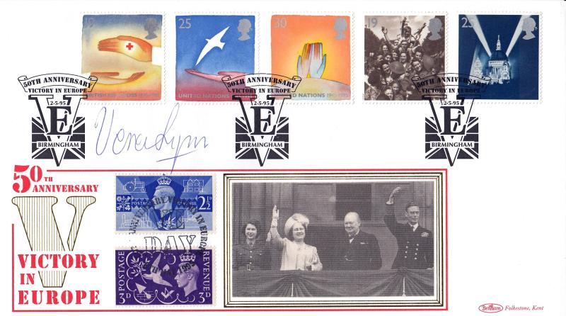 1995 (05) VE Day - Benham 'VE In Europe, Birmingham' Official - Signed by Dame Vera Lynn