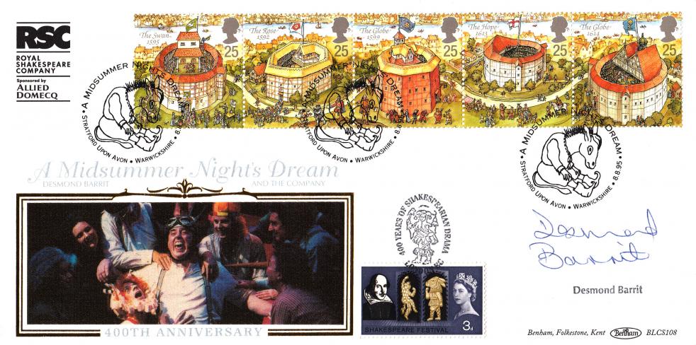 1995 (08) Shakespeare's Globe - Benham BLCS 108 Official - Signed by Desmond Barrit
