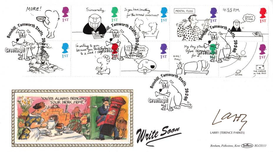 1996 (02) Greetings - Benham BLCS 113 Official - Signed by the late Terence Parks (Larry)