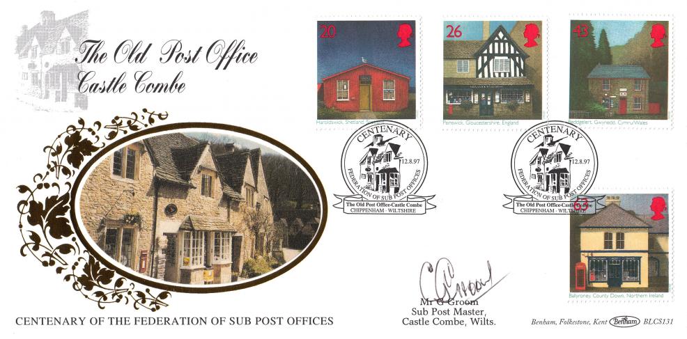 1997 (08) Sub Post Offices - Benham BLCS 131 Official - Signed by Mr G Groom