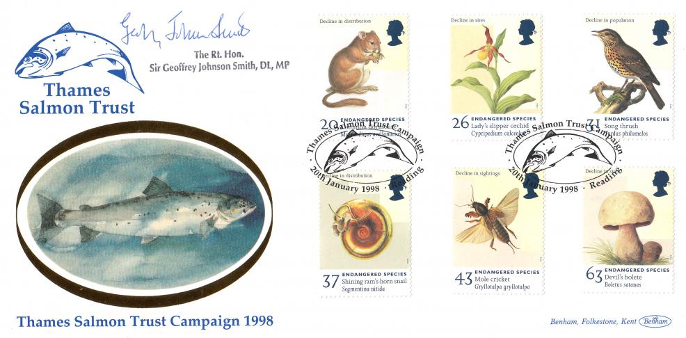 1998 (01) Endangered Species - Benham Salmon Trust Official - Signed By Sir Geoffrey Johnson Smith