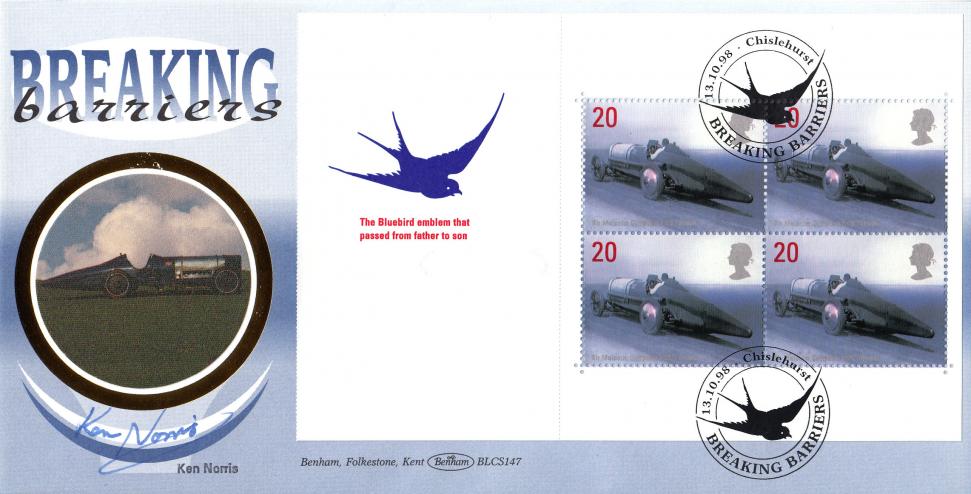 1998 (10) Breaking Barriers PSB - Bluebird Pane - Benham BLCS 147 Official - Signed by Ken Norris