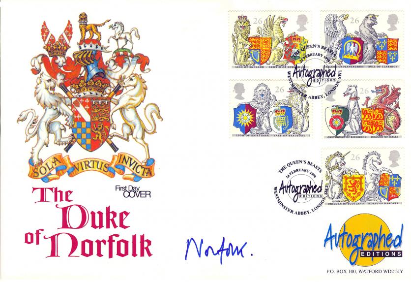 1998 (02) Queen's Beasts - Westminster Autographed Editions Official - Signed by the Duke of Norfolk
