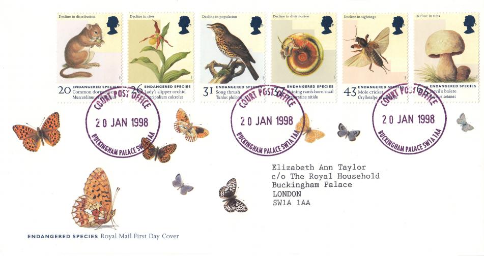 1998 (01) Endangered Species - RM - Court Post Office, Buckingham Palace CDS