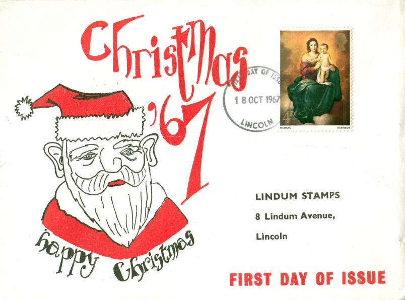 1967 (10) Christmas (4d) - Lindum Stamps Cover - Lincoln FDI