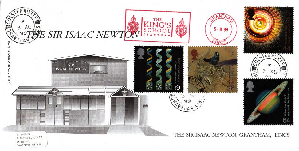1999 (08) Scientists - Brazier 'Pub' Official - Colsterworth (Double Ring) CDS + The King's School, Grantham Meter Mark