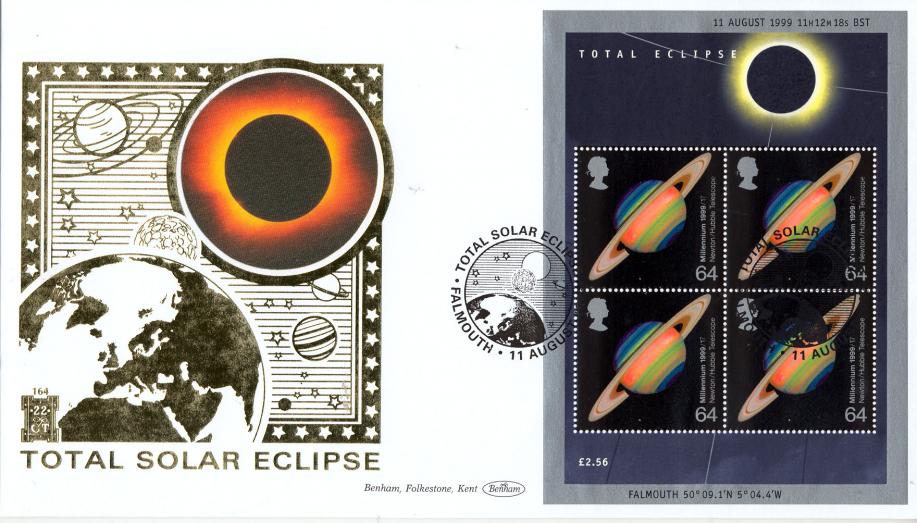 1999 (08) Eclipse Miniature Sheet - Benham Gold (500) Official