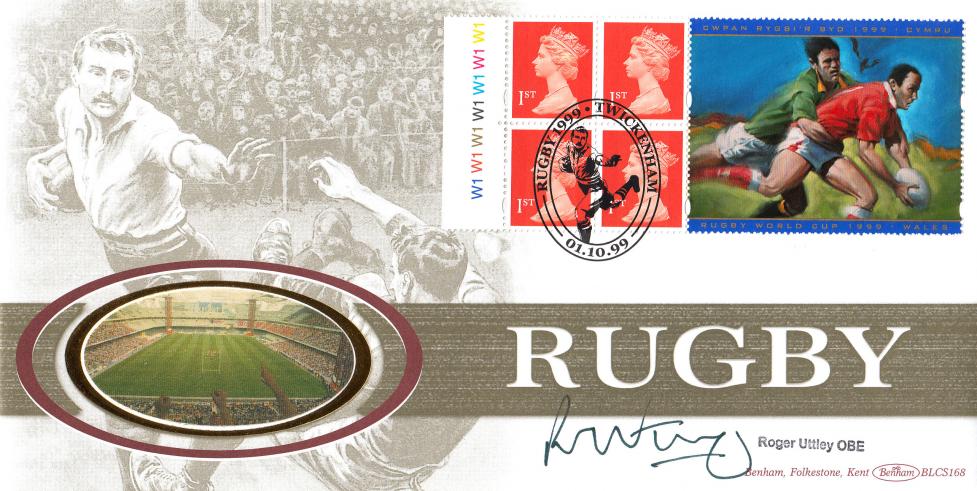 1999 (10) Rugby World Cup Label - Benham BLCS 168 Official - Signed by Roger Uttley