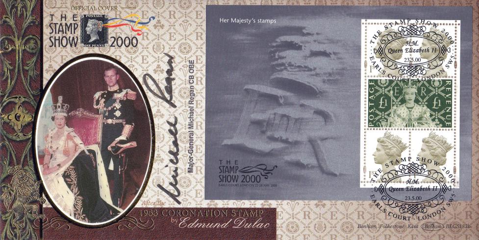 2000 (05) Stamp Show 2000 'Coronation M/S' - Benham BLCS 183 Official - Signed by Major-General Michael Regan