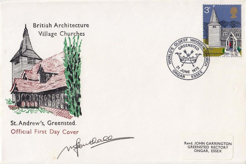 1972 (06) Churches - St Andrew's, Greensted Official  - Signed by M Southall